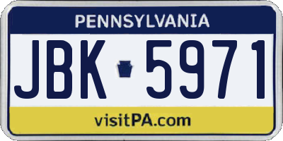 PA license plate JBK5971