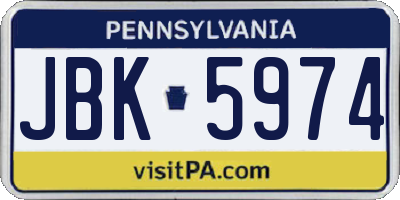 PA license plate JBK5974