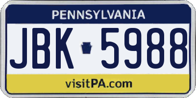 PA license plate JBK5988