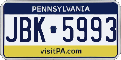 PA license plate JBK5993