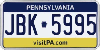 PA license plate JBK5995