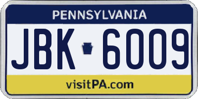 PA license plate JBK6009