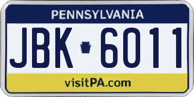 PA license plate JBK6011