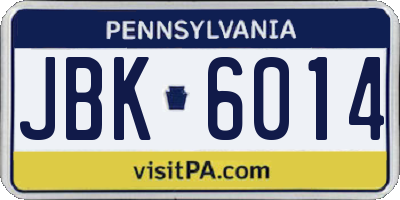 PA license plate JBK6014