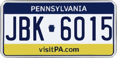 PA license plate JBK6015