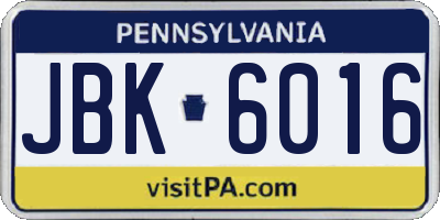 PA license plate JBK6016