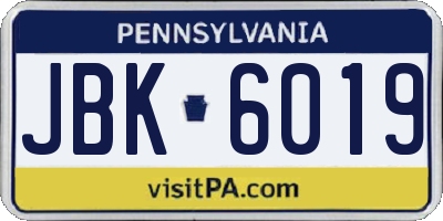 PA license plate JBK6019