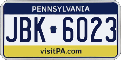PA license plate JBK6023