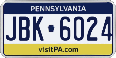 PA license plate JBK6024