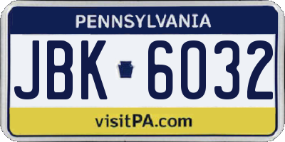 PA license plate JBK6032