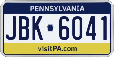 PA license plate JBK6041