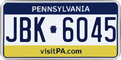 PA license plate JBK6045