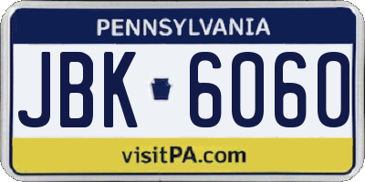 PA license plate JBK6060