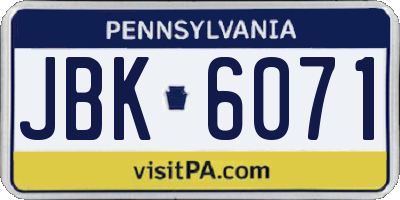 PA license plate JBK6071