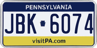 PA license plate JBK6074