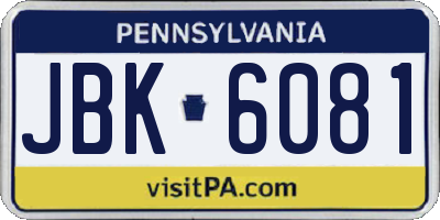 PA license plate JBK6081