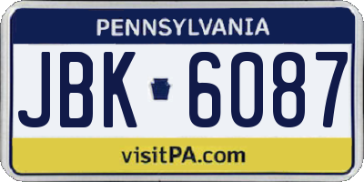 PA license plate JBK6087