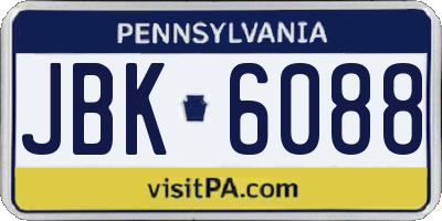 PA license plate JBK6088