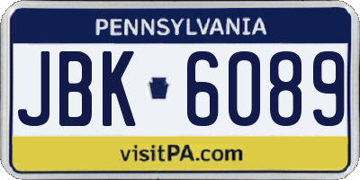 PA license plate JBK6089