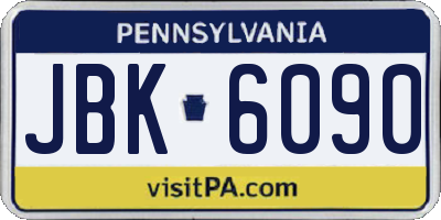 PA license plate JBK6090