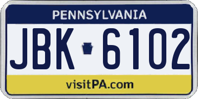 PA license plate JBK6102