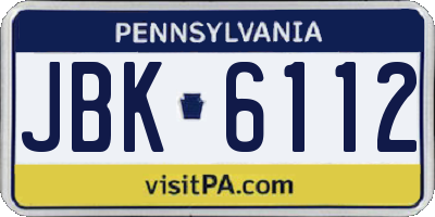 PA license plate JBK6112