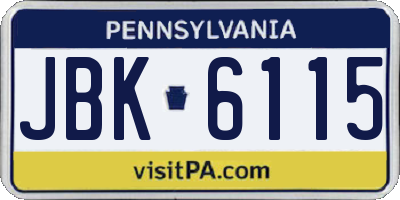 PA license plate JBK6115