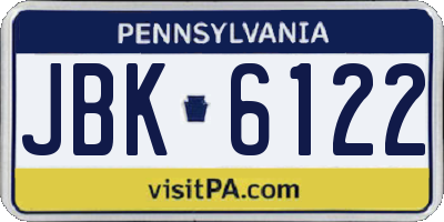 PA license plate JBK6122