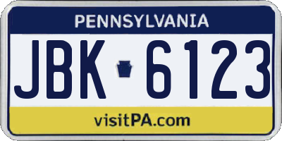 PA license plate JBK6123