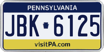 PA license plate JBK6125