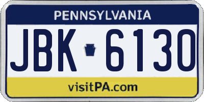 PA license plate JBK6130