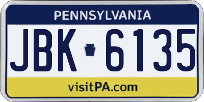 PA license plate JBK6135