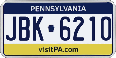 PA license plate JBK6210