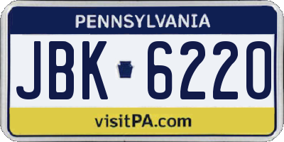 PA license plate JBK6220