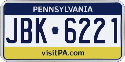 PA license plate JBK6221