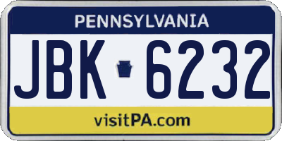 PA license plate JBK6232