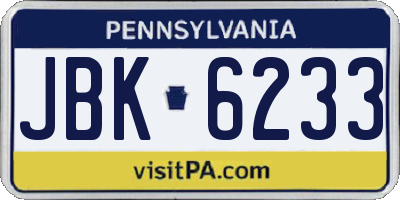 PA license plate JBK6233