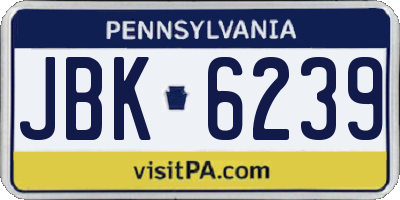 PA license plate JBK6239