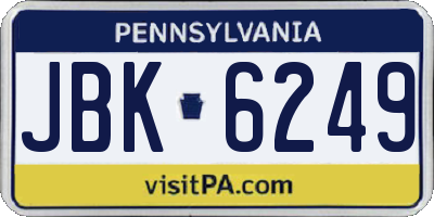 PA license plate JBK6249