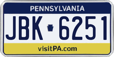 PA license plate JBK6251