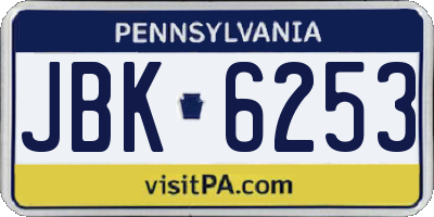 PA license plate JBK6253