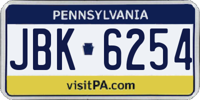 PA license plate JBK6254