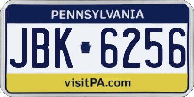 PA license plate JBK6256