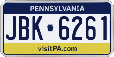 PA license plate JBK6261
