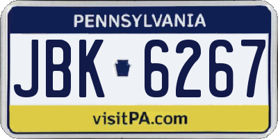 PA license plate JBK6267