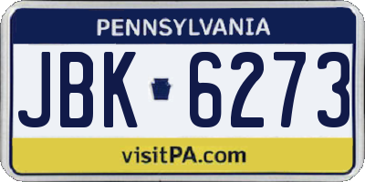 PA license plate JBK6273