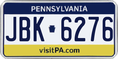 PA license plate JBK6276