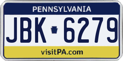 PA license plate JBK6279