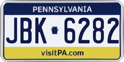 PA license plate JBK6282