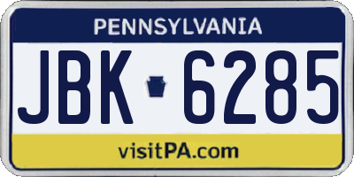 PA license plate JBK6285